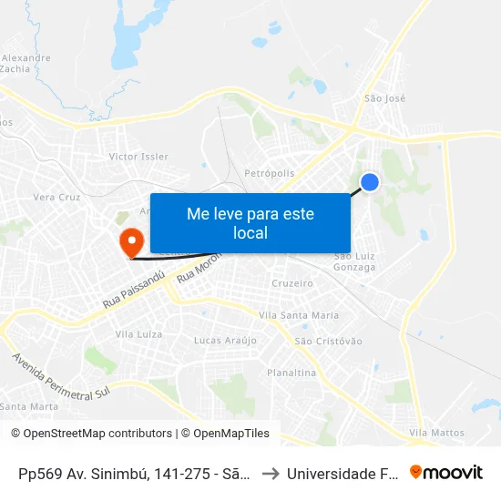 Pp569 Av. Sinimbú, 141-275 - São Luiz Gonzaga(Escola Etelvina Rocha Duro) to Universidade Federal Da Fronteira Sul map