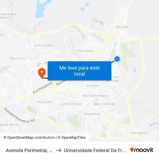 Avenida Perimetral, 141-277 to Universidade Federal Da Fronteira Sul map