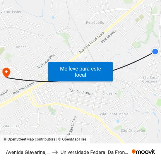Avenida Giavarina, 1131 to Universidade Federal Da Fronteira Sul map