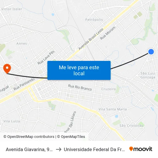 Avenida Giavarina, 963-1013 to Universidade Federal Da Fronteira Sul map
