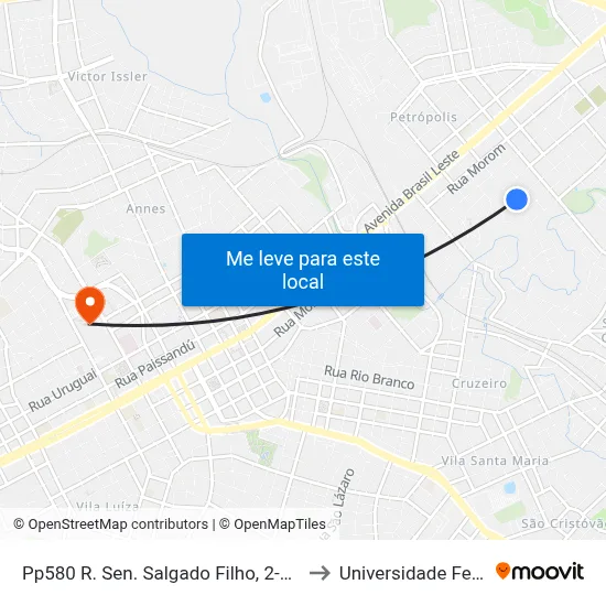 Pp580 R. Sen. Salgado Filho, 2-62 - Vila Petropolis(Em Frente Casa 25) to Universidade Federal Da Fronteira Sul map