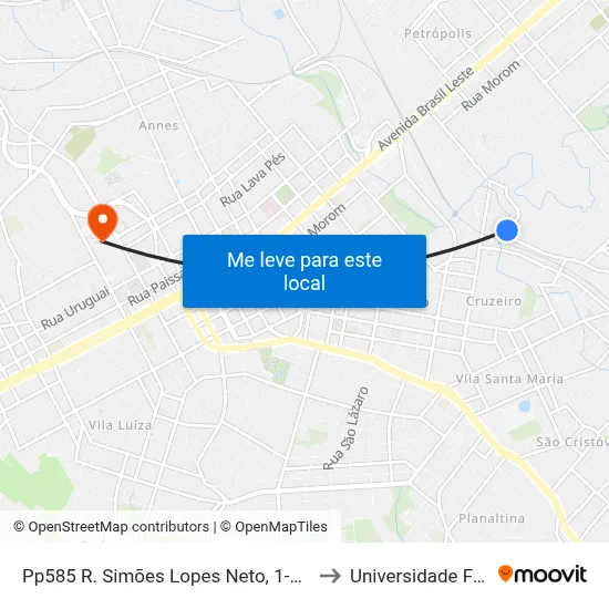 Pp585 R. Simões Lopes Neto, 1-231 - São Luiz Gonzaga(Em Frente Casa 421) to Universidade Federal Da Fronteira Sul map