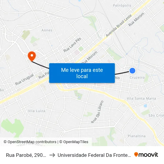 Rua Parobé, 290-338 to Universidade Federal Da Fronteira Sul map