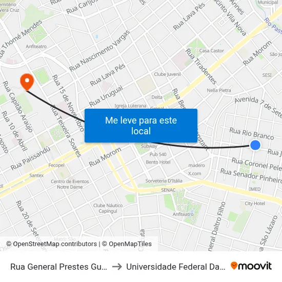 Rua General Prestes Guimarães, 296 to Universidade Federal Da Fronteira Sul map