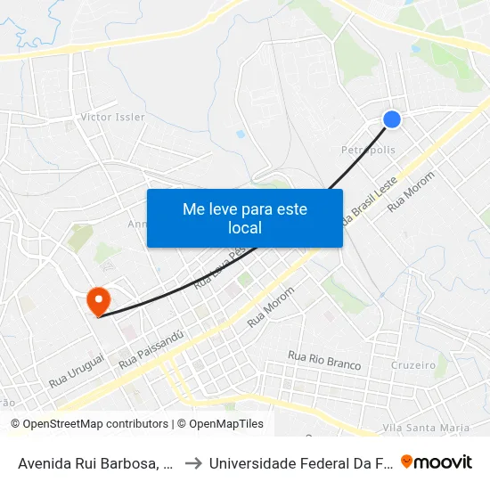Avenida Rui Barbosa, 2132-2278 to Universidade Federal Da Fronteira Sul map