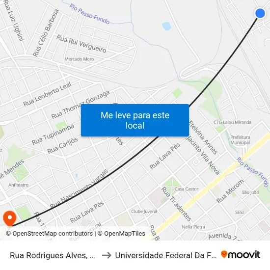 Rua Rodrigues Alves, 1170-1230 to Universidade Federal Da Fronteira Sul map