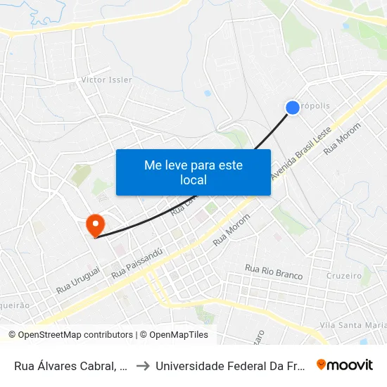 Rua Álvares Cabral, 216-302 to Universidade Federal Da Fronteira Sul map