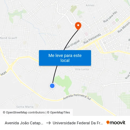 Avenida João Catapan, 1175 to Universidade Federal Da Fronteira Sul map
