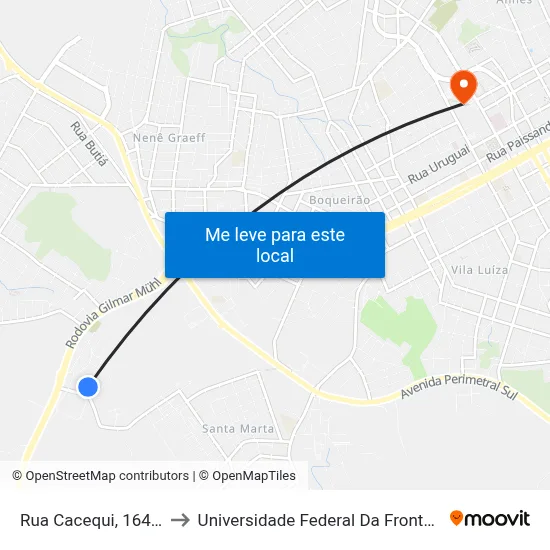 Rua Cacequi, 164-240 to Universidade Federal Da Fronteira Sul map