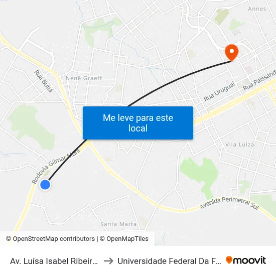 Av. Luísa Isabel Ribeiro, 331-427 to Universidade Federal Da Fronteira Sul map
