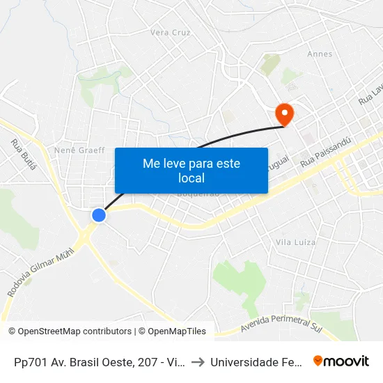 Pp701 Av. Brasil Oeste, 207 - Vila Agostinho Carrao(Auto Agrícola) to Universidade Federal Da Fronteira Sul map