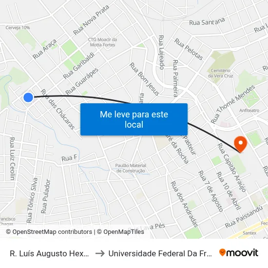 R. Luís Augusto Hexel, 2-122 to Universidade Federal Da Fronteira Sul map