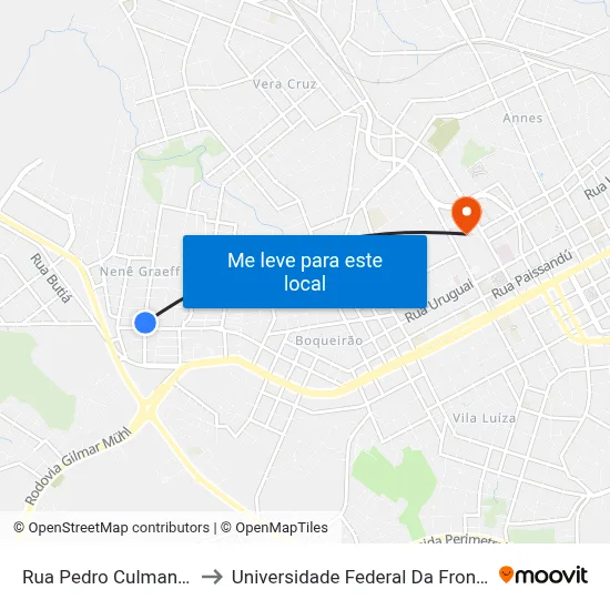 Rua Pedro Culmann, 345 to Universidade Federal Da Fronteira Sul map