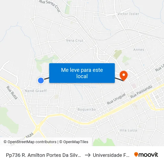Pp736 R. Amílton Portes Da Silva, 660 - Nene Graeff(Em Frente Casa 825) to Universidade Federal Da Fronteira Sul map