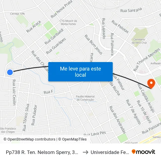 Pp738 R. Ten. Nelsom Sperry, 369-479 - Boqueirão(Em Frente Casa 501) to Universidade Federal Da Fronteira Sul map