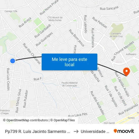Pp739 R. Luís Jacinto Sarmento Pereira, 9 - Vila Vera Cruz(Em Frente Casa 1000) to Universidade Federal Da Fronteira Sul map