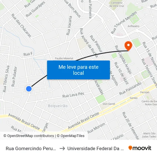 Rua Gomercindo Peruci, 555-623 to Universidade Federal Da Fronteira Sul map