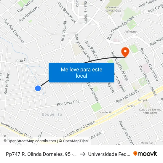 Pp747 R. Olinda Dorneles, 95 - Boqueirão(Em Frente Casa 234) to Universidade Federal Da Fronteira Sul map