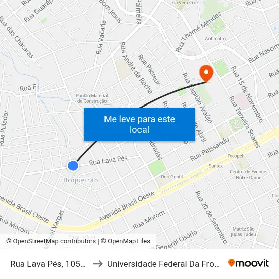 Rua Lava Pés, 1052-1228 to Universidade Federal Da Fronteira Sul map