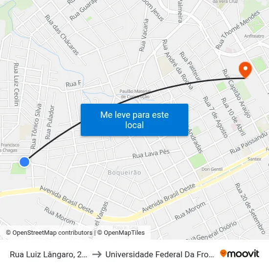 Rua Luiz Lângaro, 244-292 to Universidade Federal Da Fronteira Sul map