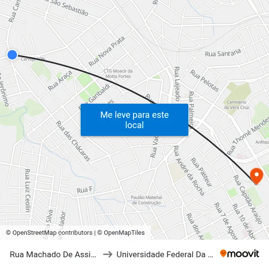 Rua Machado De Assis, 959-1031 to Universidade Federal Da Fronteira Sul map