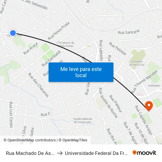 Rua Machado De Assis, 857 to Universidade Federal Da Fronteira Sul map