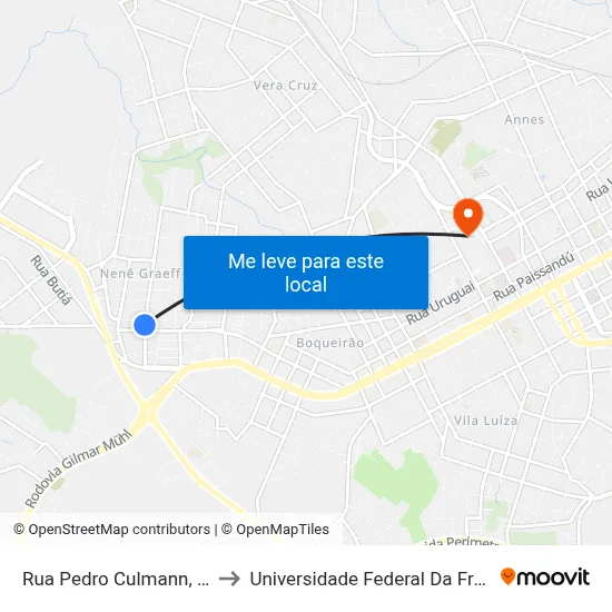 Rua Pedro Culmann, 296-370 to Universidade Federal Da Fronteira Sul map