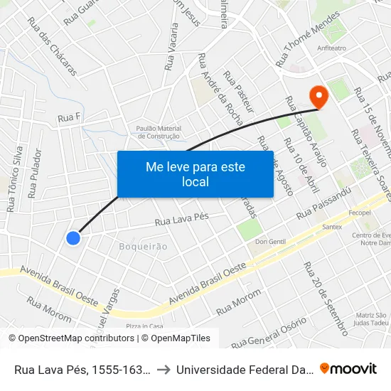 Rua Lava Pés, 1555-1635 - Boqueirão to Universidade Federal Da Fronteira Sul map