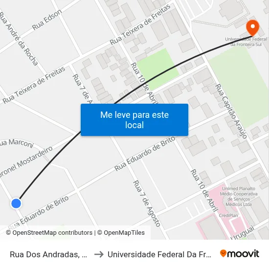 Rua Dos Andradas, 541-639 to Universidade Federal Da Fronteira Sul map