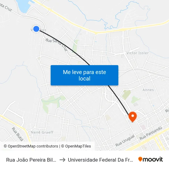 Rua João Pereira Bilhar, 190 to Universidade Federal Da Fronteira Sul map