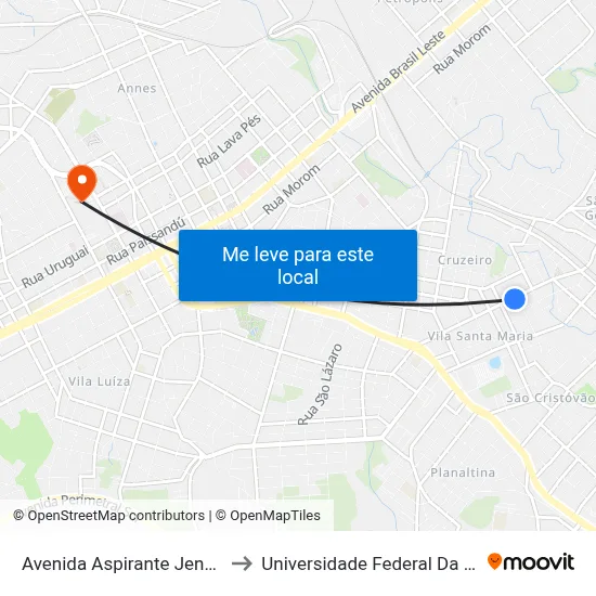 Avenida Aspirante Jenner, 300-380 to Universidade Federal Da Fronteira Sul map
