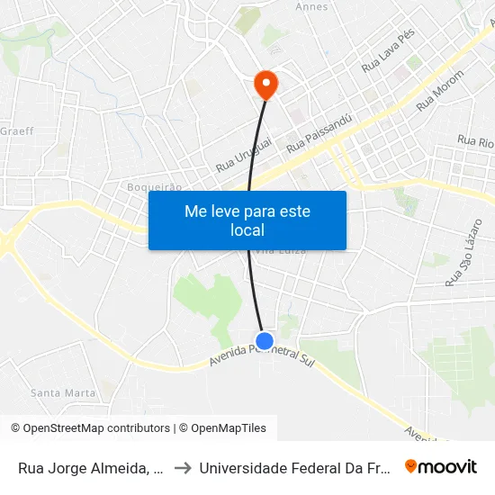 Rua Jorge Almeida, 132-148 to Universidade Federal Da Fronteira Sul map