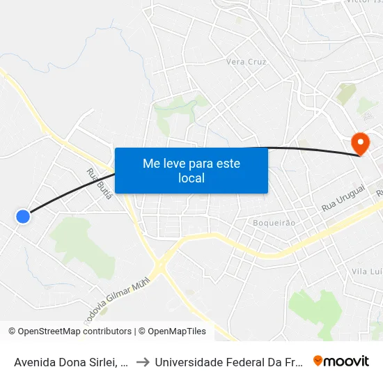 Avenida Dona Sirlei, 179-347 to Universidade Federal Da Fronteira Sul map