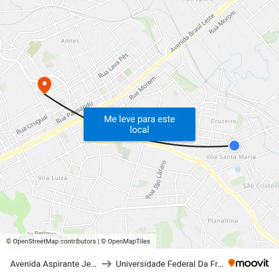 Avenida Aspirante Jenner, 524 to Universidade Federal Da Fronteira Sul map