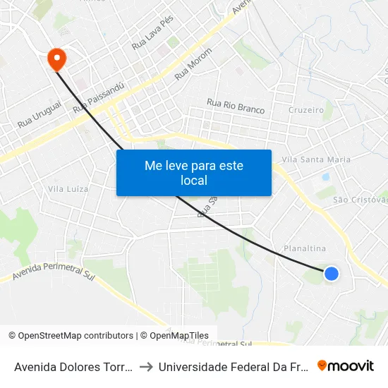 Avenida Dolores Torriani, 563 to Universidade Federal Da Fronteira Sul map