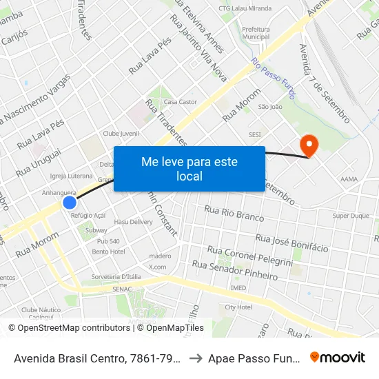 Avenida Brasil Centro, 7861-7969 to Apae Passo Fundo map