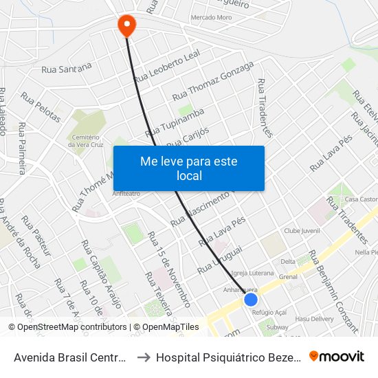 Avenida Brasil Centro, 7861-7969 to Hospital Psiquiátrico Bezerra de Menezes map