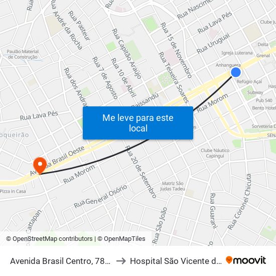 Avenida Brasil Centro, 7861-7969 to Hospital São Vicente de Paulo map