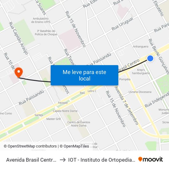 Avenida Brasil Centro, 7861-7969 to IOT - Instituto de Ortopedia e Traumatologia map