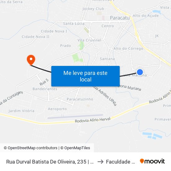 Rua Durval Batista De Oliveira, 235 | Bar Do Gaúcho to Faculdade Atenas map