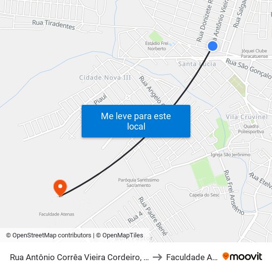 Rua Antônio Corrêa Vieira Cordeiro, 20 | Tubolar to Faculdade Atenas map