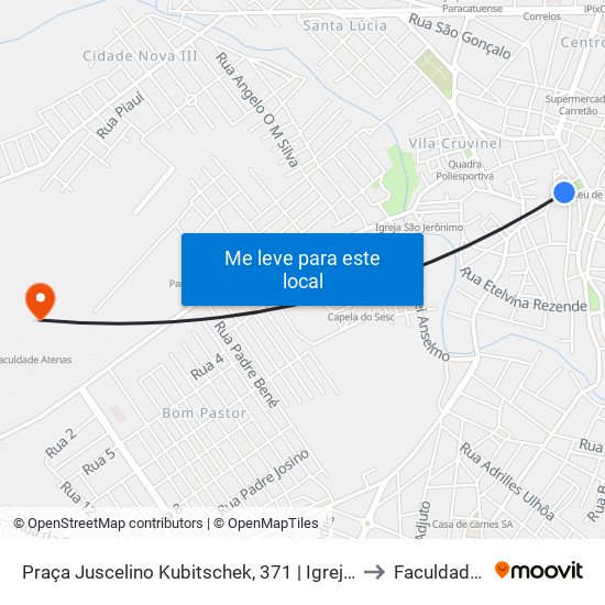 Praça Juscelino Kubitschek, 371 | Igreja Matriz De Santo Antônio to Faculdade Atenas map