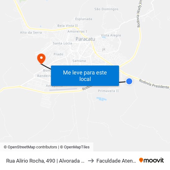 Rua Alírio Rocha, 490 | Alvorada Bar to Faculdade Atenas map