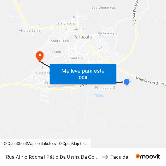 Rua Alírio Rocha | Pátio Da Usina Da Coopervap - Ponto Final Do Alvorada to Faculdade Atenas map