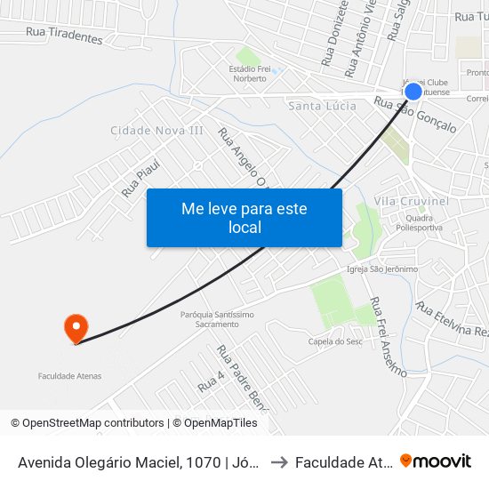 Avenida Olegário Maciel, 1070 | Jóquei Clube to Faculdade Atenas map