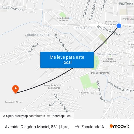 Avenida Olegário Maciel, 861 | Igreja Universal to Faculdade Atenas map