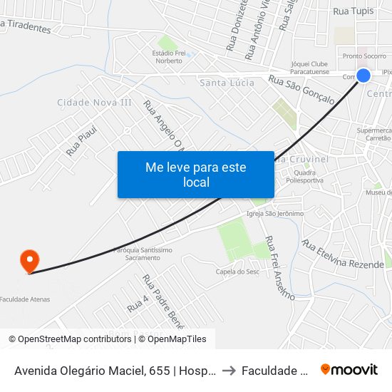 Avenida Olegário Maciel, 655 | Hospital Municipal to Faculdade Atenas map