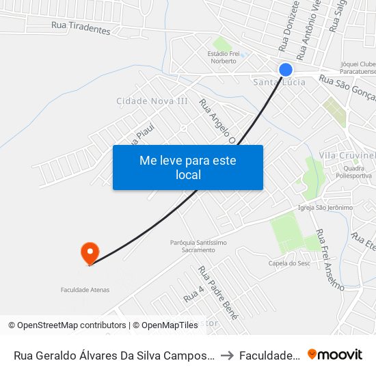 Rua Geraldo Álvares Da Silva Campos, 587 | Gráfica União to Faculdade Atenas map