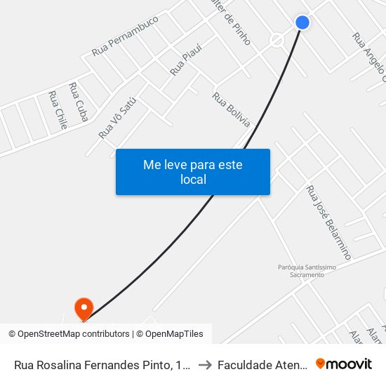 Rua Rosalina Fernandes Pinto, 187 to Faculdade Atenas map