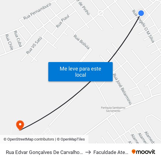 Rua Edvar Gonçalves De Carvalho, 225 to Faculdade Atenas map